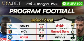 ราคาบอล UFABET 25 ก.ค. 63 กัลโช่ อิตาลี นาโปลี -vs- ซาสซูโอโล่